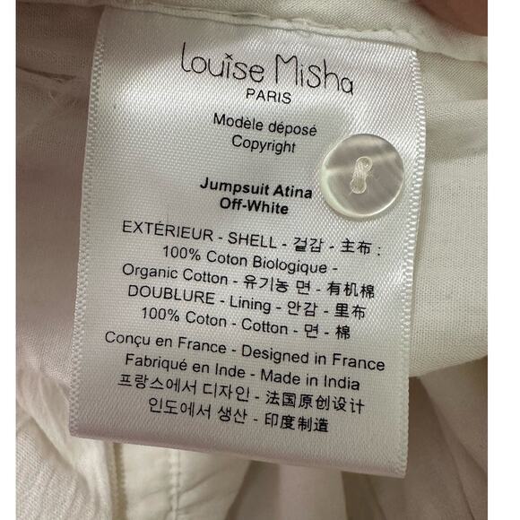 Louise Misha creamy white linen short sleeves boho jumpsuit size 40 - Medium - Picture 4 of 16